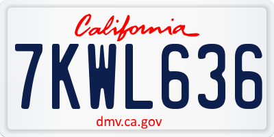 CA license plate 7KWL636