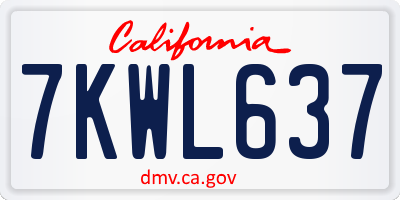 CA license plate 7KWL637