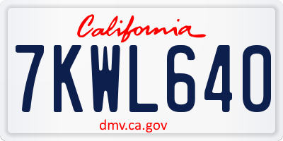 CA license plate 7KWL640
