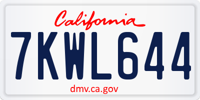 CA license plate 7KWL644