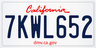 CA license plate 7KWL652