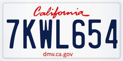 CA license plate 7KWL654