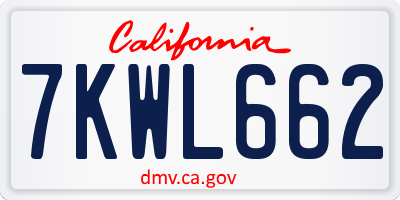 CA license plate 7KWL662