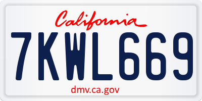 CA license plate 7KWL669