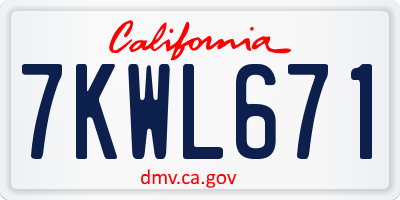 CA license plate 7KWL671