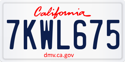 CA license plate 7KWL675