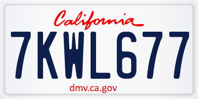 CA license plate 7KWL677