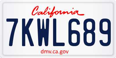 CA license plate 7KWL689