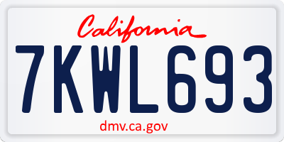 CA license plate 7KWL693