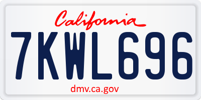 CA license plate 7KWL696