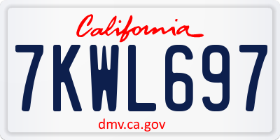 CA license plate 7KWL697