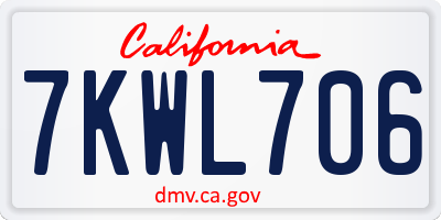 CA license plate 7KWL706