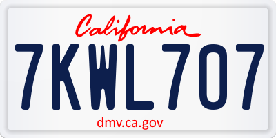 CA license plate 7KWL707
