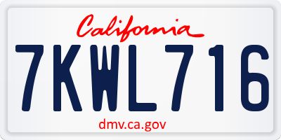 CA license plate 7KWL716