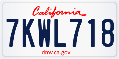 CA license plate 7KWL718