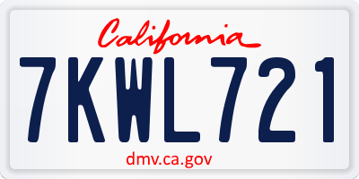 CA license plate 7KWL721
