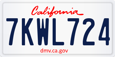 CA license plate 7KWL724