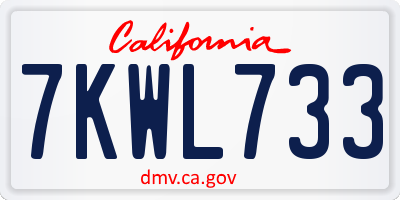 CA license plate 7KWL733