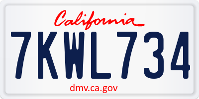 CA license plate 7KWL734