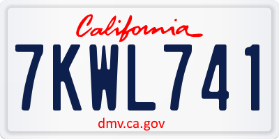 CA license plate 7KWL741