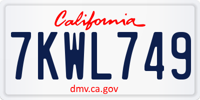 CA license plate 7KWL749