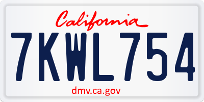 CA license plate 7KWL754