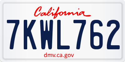 CA license plate 7KWL762