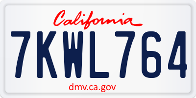 CA license plate 7KWL764