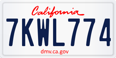 CA license plate 7KWL774
