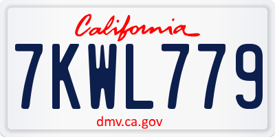 CA license plate 7KWL779