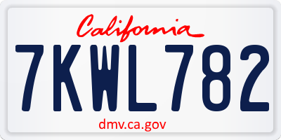 CA license plate 7KWL782