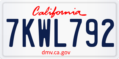 CA license plate 7KWL792