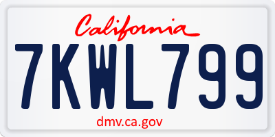 CA license plate 7KWL799
