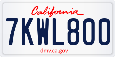 CA license plate 7KWL800