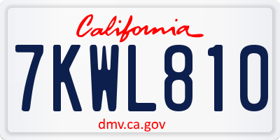 CA license plate 7KWL810