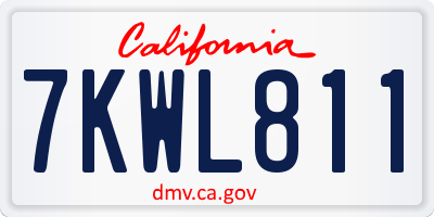 CA license plate 7KWL811