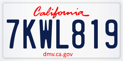 CA license plate 7KWL819