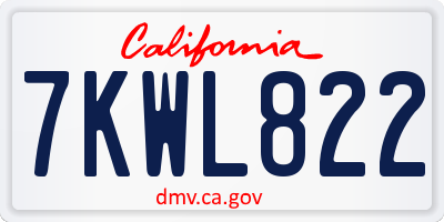 CA license plate 7KWL822