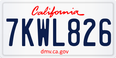 CA license plate 7KWL826