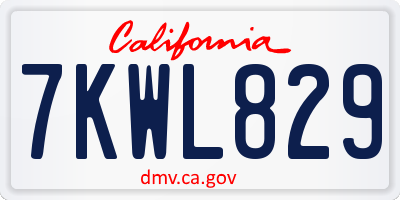CA license plate 7KWL829