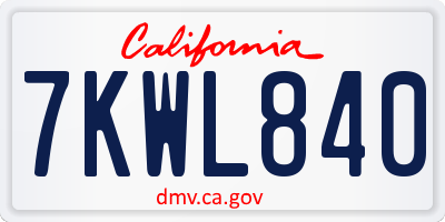 CA license plate 7KWL840