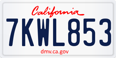 CA license plate 7KWL853
