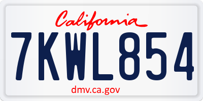 CA license plate 7KWL854