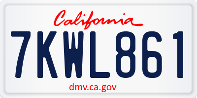 CA license plate 7KWL861