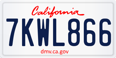 CA license plate 7KWL866