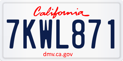 CA license plate 7KWL871