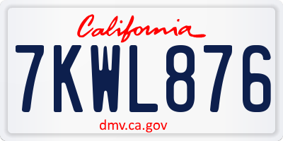 CA license plate 7KWL876