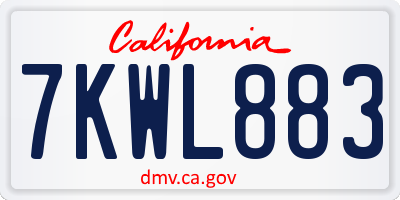 CA license plate 7KWL883