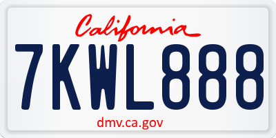 CA license plate 7KWL888