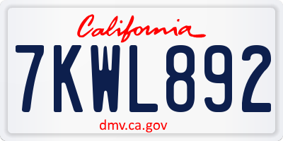 CA license plate 7KWL892